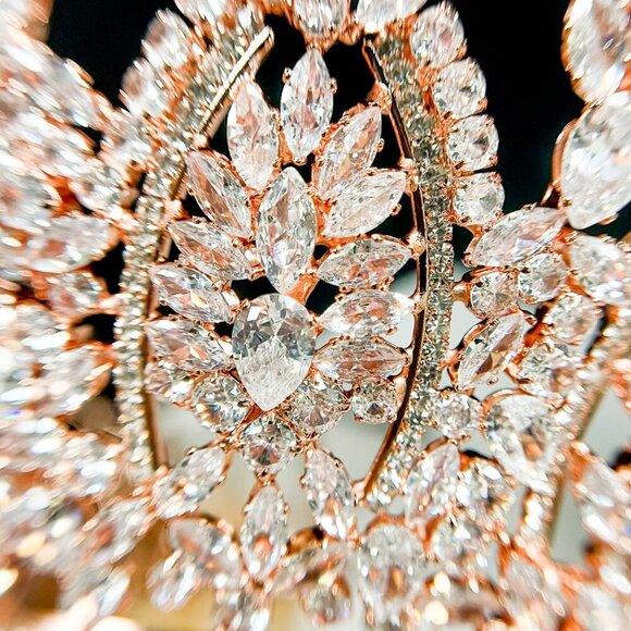 Zirconia Rose Gold Tiara, Quinceanera Tiara, Crystal Tiara, Wedding Headpiece